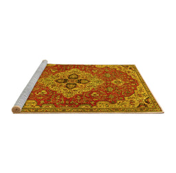 Sideview of Machine Washable Persian Yellow Traditional Rug, wshtr4293yw