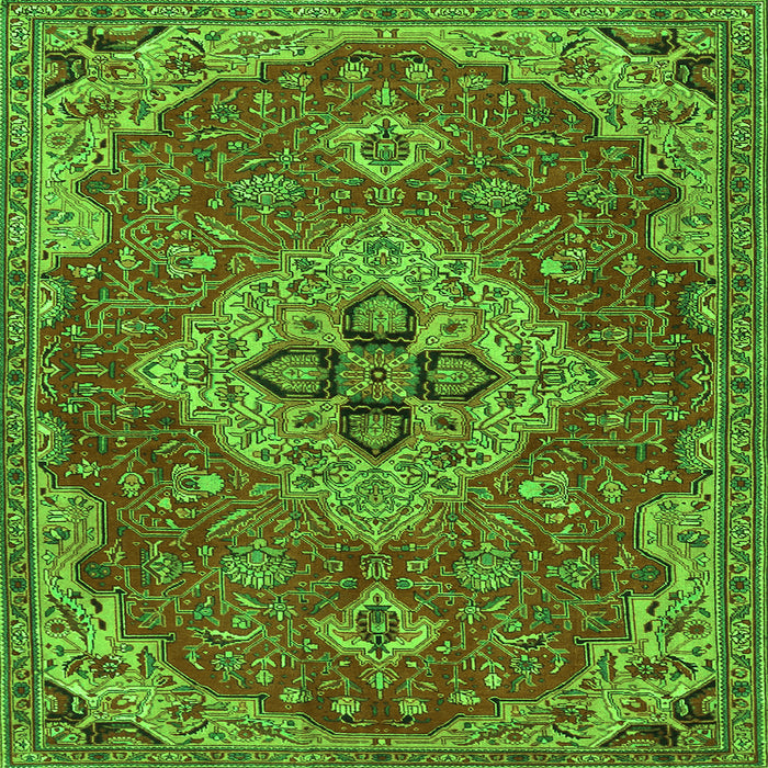 Round Machine Washable Persian Green Traditional Area Rugs, wshtr4293grn