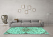 Machine Washable Persian Turquoise Traditional Area Rugs in a Living Room,, wshtr4294turq