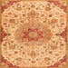 Round Machine Washable Persian Orange Traditional Area Rugs, wshtr4294org