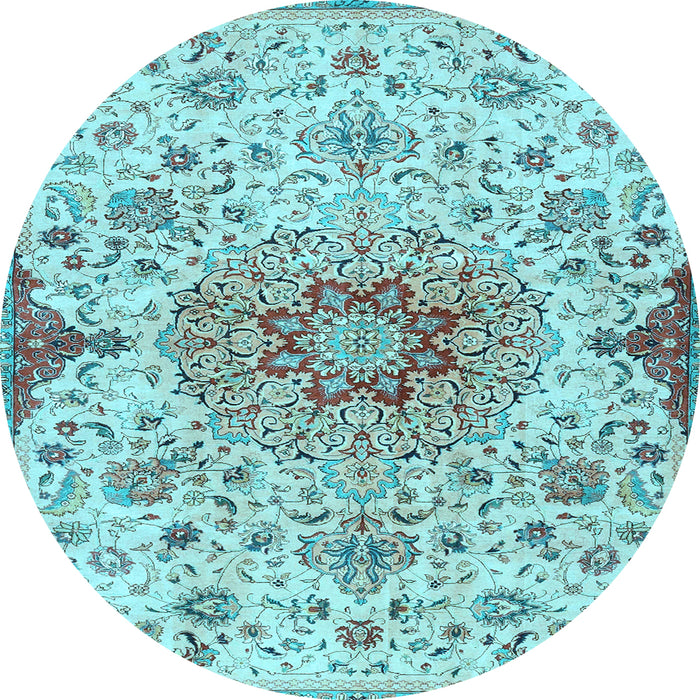 Round Persian Light Blue Traditional Rug, tr4294lblu