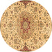 Round Machine Washable Persian Brown Traditional Rug, wshtr4294brn