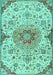 Machine Washable Persian Turquoise Traditional Area Rugs, wshtr4294turq