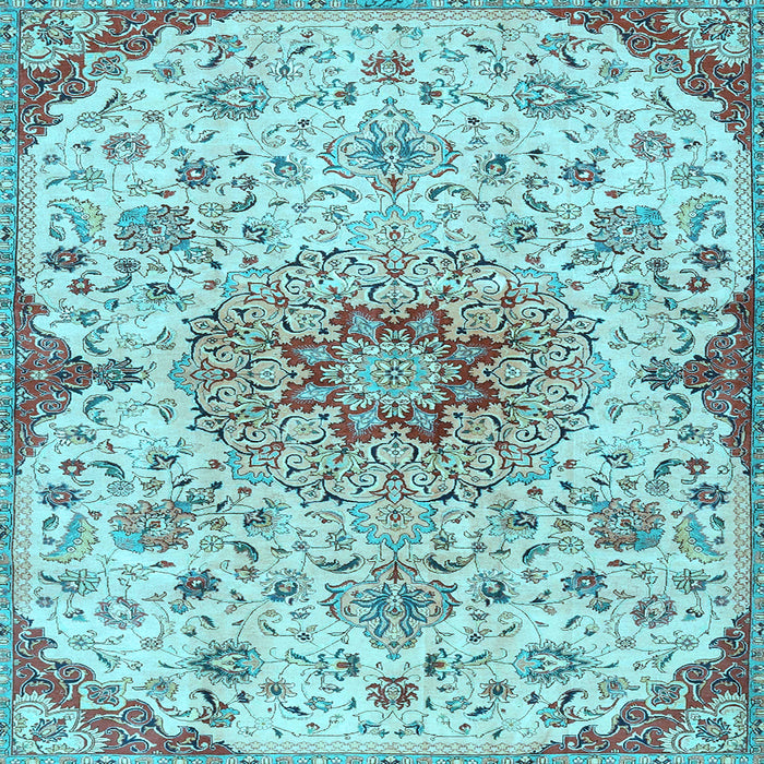 Square Machine Washable Persian Light Blue Traditional Rug, wshtr4294lblu