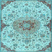 Square Machine Washable Persian Light Blue Traditional Rug, wshtr4294lblu