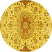 Round Machine Washable Persian Yellow Traditional Rug, wshtr4294yw