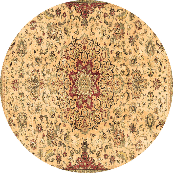 Round Persian Brown Traditional Rug, tr4294brn