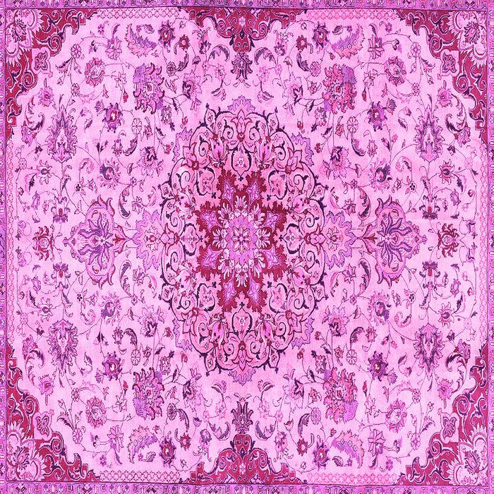 Square Machine Washable Persian Pink Traditional Rug, wshtr4294pnk
