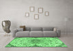 Machine Washable Persian Emerald Green Traditional Area Rugs in a Living Room,, wshtr4294emgrn