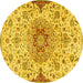 Round Persian Yellow Traditional Rug, tr4294yw