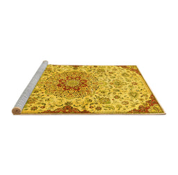 Sideview of Machine Washable Persian Yellow Traditional Rug, wshtr4294yw