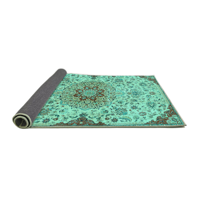 Sideview of Persian Turquoise Traditional Rug, tr4294turq