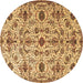 Round Persian Brown Traditional Rug, tr4295brn