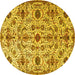 Round Persian Yellow Traditional Rug, tr4295yw