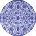 Round Machine Washable Persian Blue Traditional Rug, wshtr4295blu