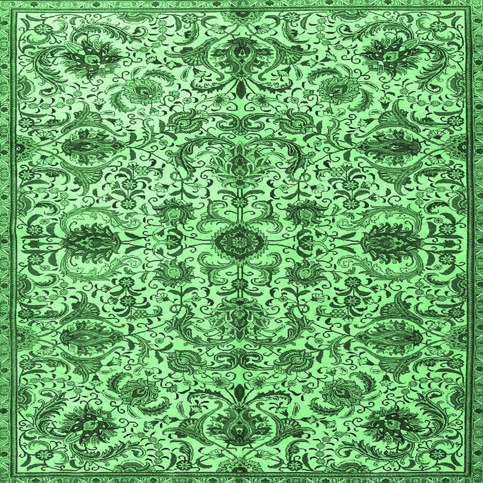 Square Machine Washable Persian Emerald Green Traditional Area Rugs, wshtr4295emgrn