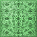 Square Machine Washable Persian Emerald Green Traditional Area Rugs, wshtr4295emgrn