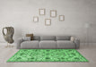 Machine Washable Persian Emerald Green Traditional Area Rugs in a Living Room,, wshtr4295emgrn