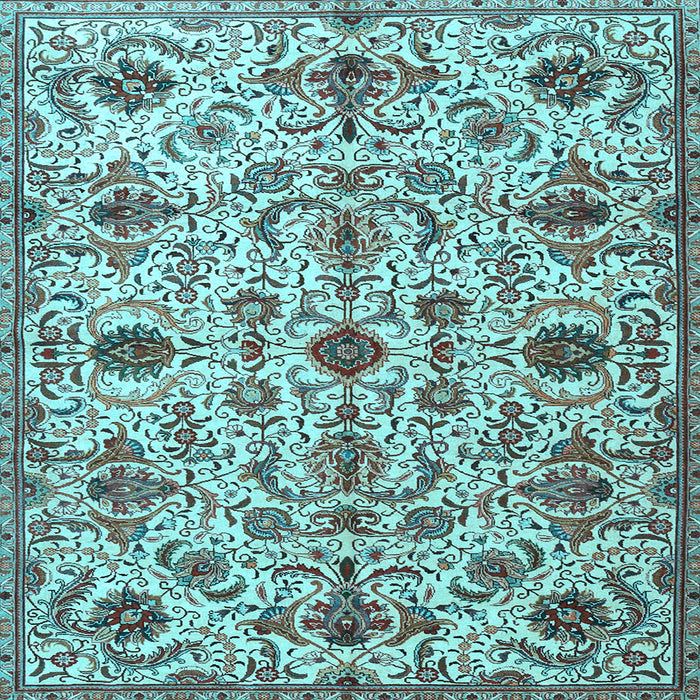 Square Machine Washable Persian Light Blue Traditional Rug, wshtr4295lblu