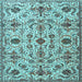 Square Machine Washable Persian Light Blue Traditional Rug, wshtr4295lblu