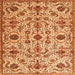 Round Machine Washable Persian Orange Traditional Area Rugs, wshtr4295org