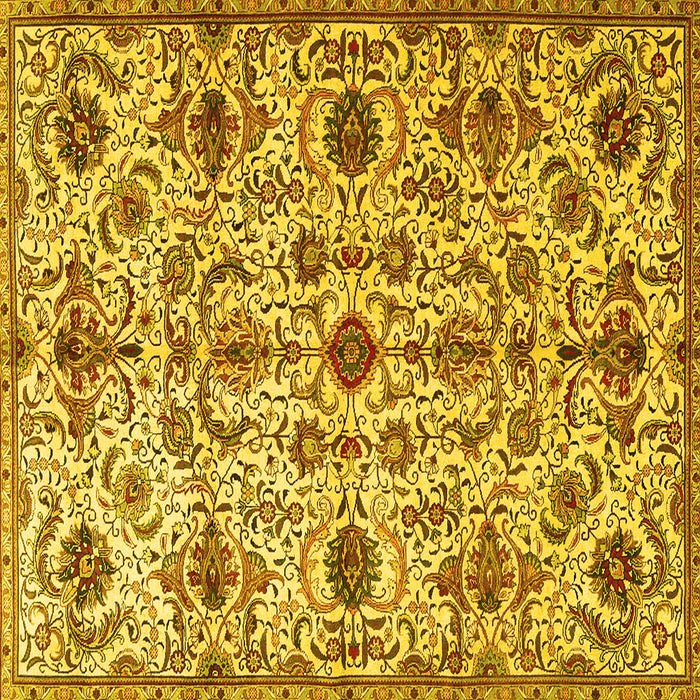 Square Machine Washable Persian Yellow Traditional Rug, wshtr4295yw