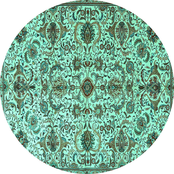 Round Persian Turquoise Traditional Rug, tr4295turq