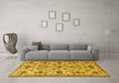 Machine Washable Persian Yellow Traditional Rug in a Living Room, wshtr4295yw