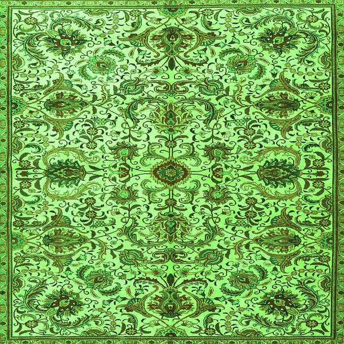 Round Machine Washable Persian Green Traditional Area Rugs, wshtr4295grn