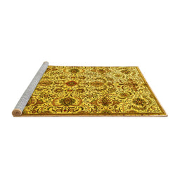 Sideview of Machine Washable Persian Yellow Traditional Rug, wshtr4295yw