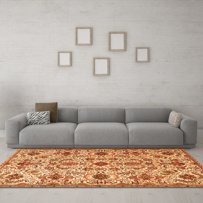Machine Washable Persian Orange Traditional Area Rugs in a Living Room, wshtr4295org