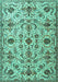 Machine Washable Persian Turquoise Traditional Area Rugs, wshtr4295turq