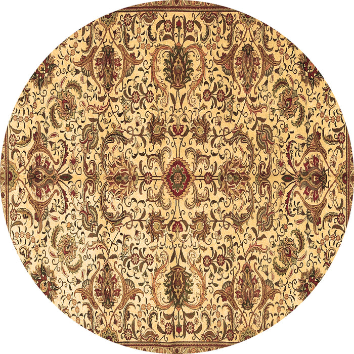 Round Machine Washable Persian Brown Traditional Rug, wshtr4295brn