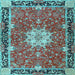 Square Machine Washable Persian Light Blue Traditional Rug, wshtr4296lblu