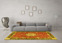 Machine Washable Persian Yellow Traditional Rug, wshtr4296yw