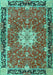 Machine Washable Persian Turquoise Traditional Area Rugs, wshtr4296turq