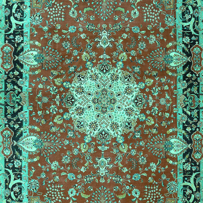 Machine Washable Persian Turquoise Traditional Area Rugs, wshtr4296turq