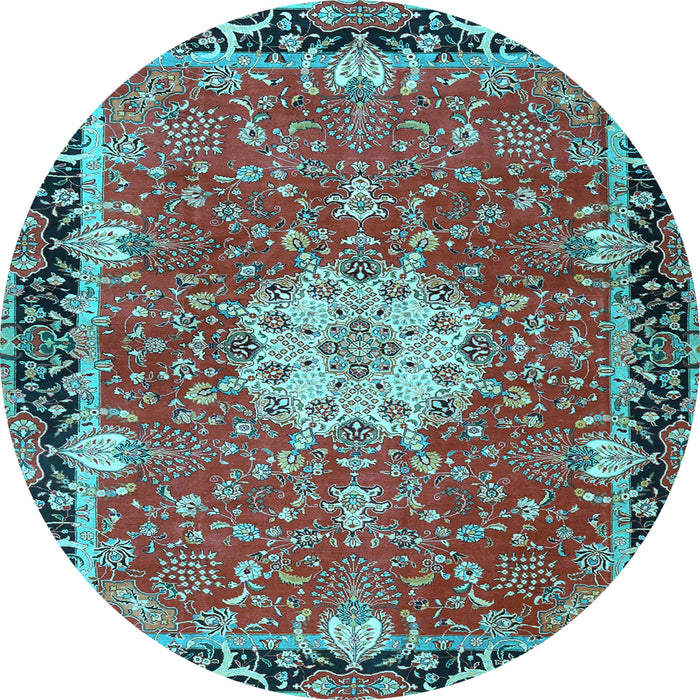 Round Persian Light Blue Traditional Rug, tr4296lblu