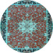 Round Persian Light Blue Traditional Rug, tr4296lblu