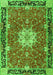 Serging Thickness of Machine Washable Persian Green Traditional Area Rugs, wshtr4296grn