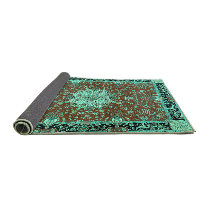 Sideview of Persian Turquoise Traditional Rug, tr4296turq