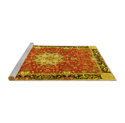 Sideview of Machine Washable Persian Yellow Traditional Rug, wshtr4296yw