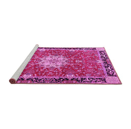 Sideview of Machine Washable Persian Pink Traditional Rug, wshtr4296pnk