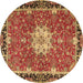 Round Persian Brown Traditional Rug, tr4296brn