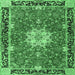 Square Machine Washable Persian Emerald Green Traditional Area Rugs, wshtr4296emgrn