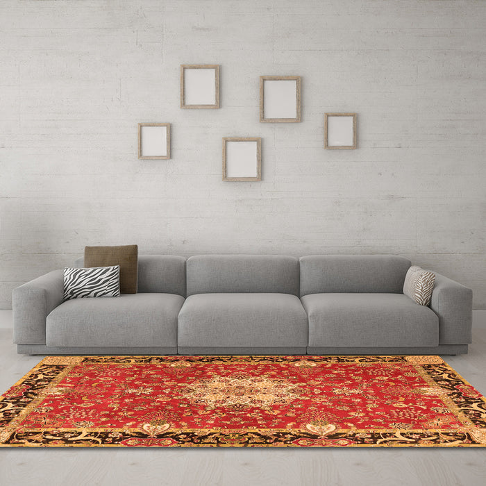Machine Washable Persian Orange Traditional Area Rugs in a Living Room, wshtr4296org