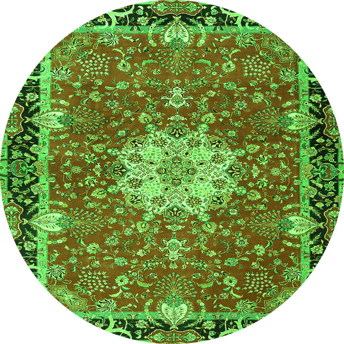 Square Persian Green Traditional Rug, tr4296grn