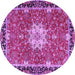 Round Machine Washable Persian Purple Traditional Area Rugs, wshtr4296pur