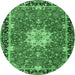 Round Persian Emerald Green Traditional Rug, tr4296emgrn