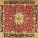 Square Machine Washable Persian Brown Traditional Rug, wshtr4296brn